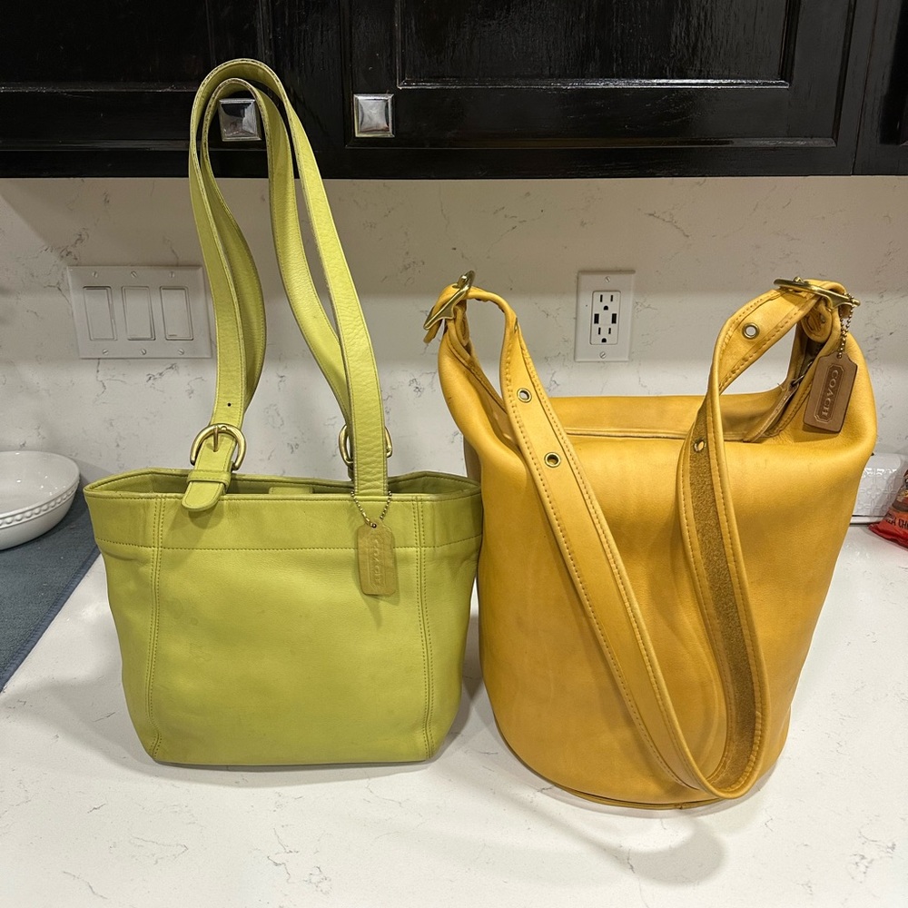 Vintage Coach 2 Bag Bundle! Waverly Soho Buckle Bag Lime and Duffle Sac Yellow